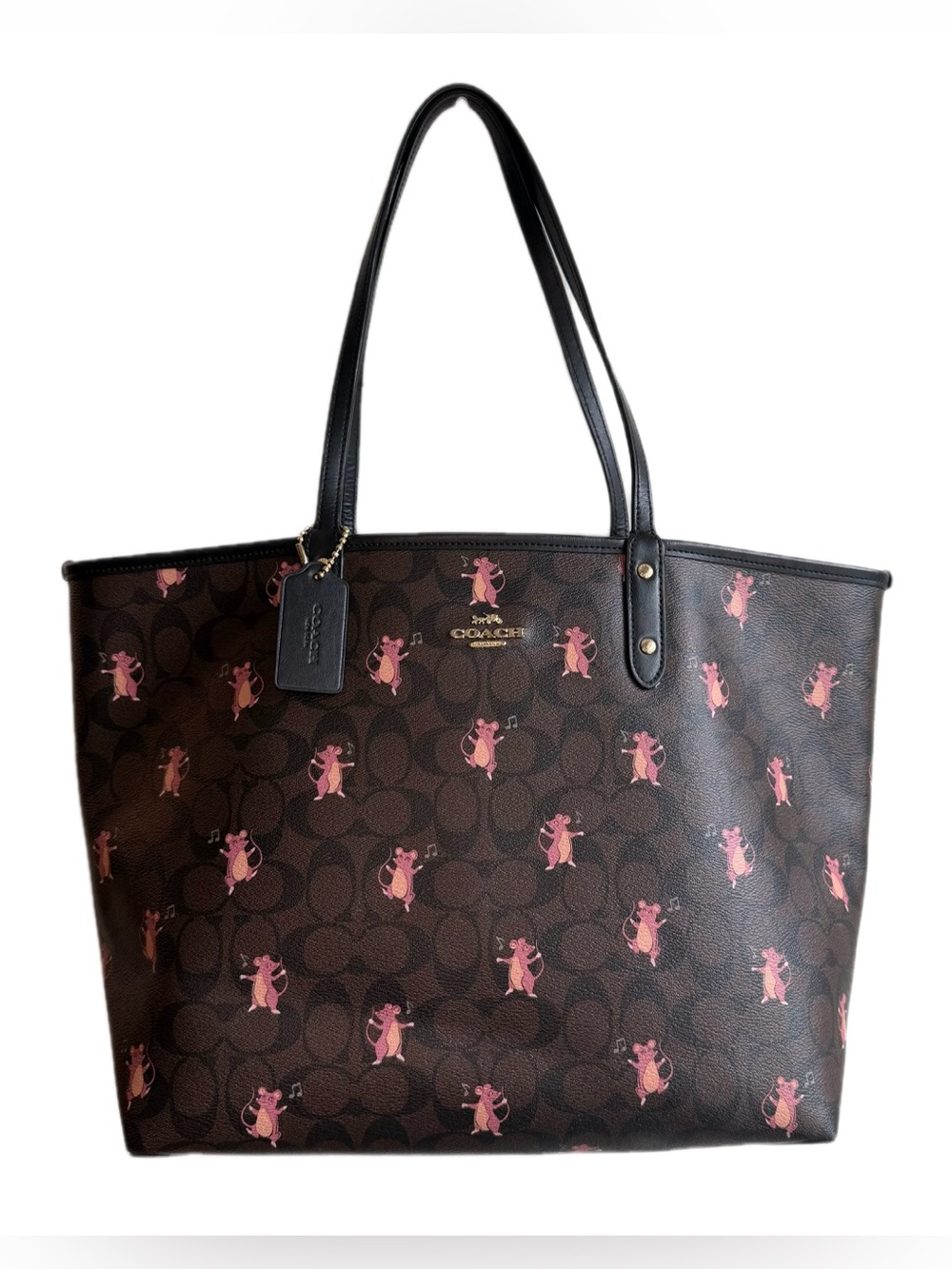 Coach F80231 Reversible City Tote Signature Pink Party Mouse Print Bag